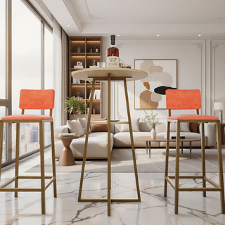 Sunvega Gold Bar Table and Chairs Set with Sponge Cushions and Storage Function