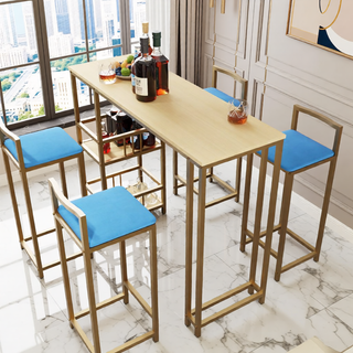 Sunvega Gold Bar Table and Chairs Set with Sponge Cushions and Storage Function