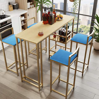 Sunvega Gold Bar Table and Chairs Set with Sponge Cushions and Storage Function