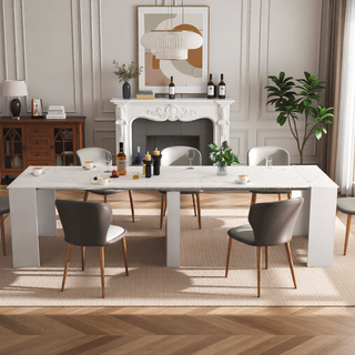 Sunvega Modern Extendable Dining Table with Storage for Kitchen Living Room