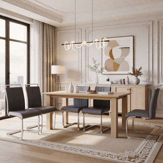 Sunvega Modern Faux Leather High Back Dining Chairs with C-Shaped Metal Legs Set of 4