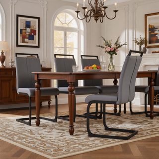 Sunvega Modern Faux Leather High Back Dining Chairs with C-Shaped Metal Legs Set of 4