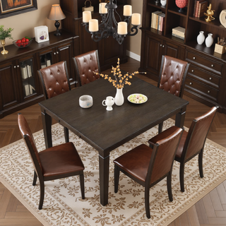 Sunvega Classic Style Dark Espresso Finish Upholstered Wooden Dining Bench