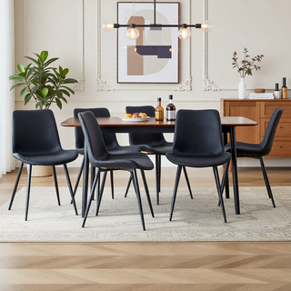 Sunvega Light Gray Artificial Leather Dining Chair with Curved Widened Cushion Design