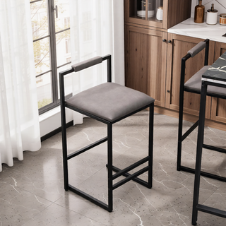 Sunvega Set of 2 Modern Paper Rope Woven Counter Height Dining Chairs with Back