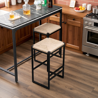 Sunvega Set of 2 Modern Paper Rope Woven Counter Height Dining Chairs with Back