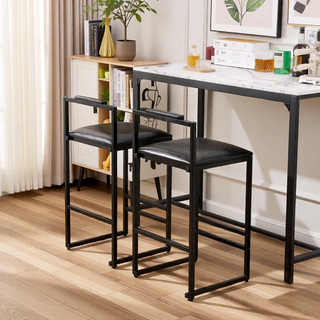 Sunvega Set of 2 Modern Paper Rope Woven Counter Height Dining Chairs with Back