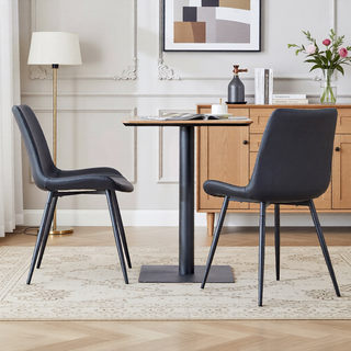 Sunvega Light Gray Artificial Leather Dining Chair with Curved Widened Cushion Design