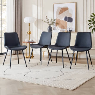 Sunvega Light Gray Artificial Leather Dining Chair with Curved Widened Cushion Design