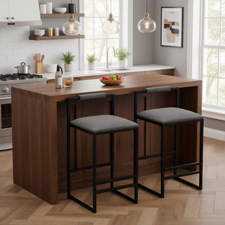 Sunvega Set of 2 Modern Paper Rope Woven Counter Height Dining Chairs with Back
