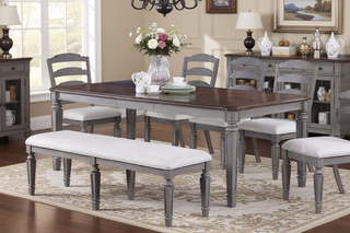 Sunvega Light Grey Contemporary Style Cushion Seat Dining Bench for Comfort