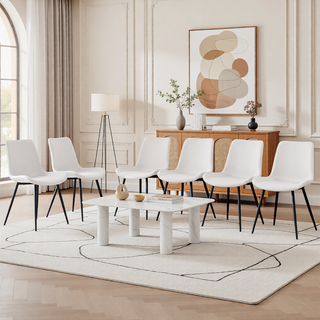 Sunvega Light Gray Artificial Leather Dining Chair with Curved Widened Cushion Design