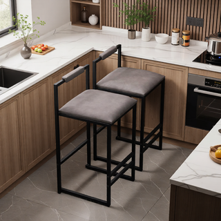 Sunvega Set of 2 Modern Paper Rope Woven Counter Height Dining Chairs with Back