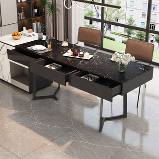 Sunvega Modern Extendable Dining Table with Storage for Kitchen Living Room