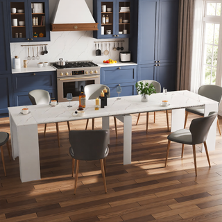 Sunvega Modern Extendable Dining Table with Storage for Kitchen Living Room