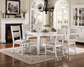 Sunvega Modern Farmhouse Dining Bench with Antique White Finish and Upholstered Seat