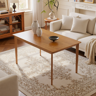 Sunvega Solid Wood Dining Table and Chair Set with Upholstered Cushions for Practical Household Use