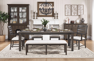 Sunvega Classic Style Dark Espresso Finish Upholstered Wooden Dining Bench