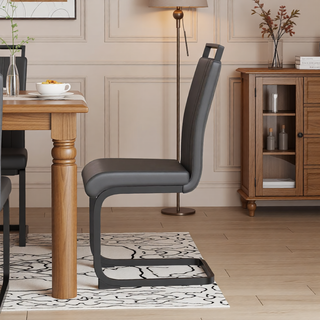 Sunvega Modern Faux Leather High Back Dining Chairs with C-Shaped Metal Legs Set of 4
