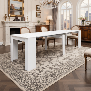 Sunvega Modern Extendable Dining Table with Storage for Kitchen Living Room