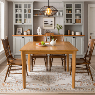 Sunvega Solid Wood Dining Table and Chair Set with Upholstered Cushions for Practical Household Use