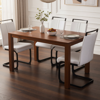 Sunvega Modern Faux Leather High Back Dining Chairs with C-Shaped Metal Legs Set of 4