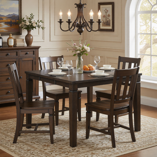 Sunvega Classic Style Dark Espresso Finish Upholstered Wooden Dining Bench