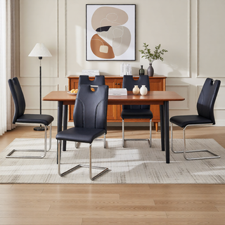 Sunvega White PU Dining Chair Set with Silver Metal Legs and High Resilience Sponge Filling