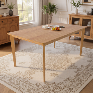 Sunvega Solid Wood Dining Table and Chair Set with Upholstered Cushions for Practical Household Use