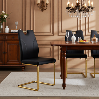 Sunvega White PU Dining Chair Set with Silver Metal Legs and High Resilience Sponge Filling
