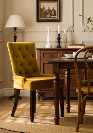 Sunvega Two-Tone Beige Fabric Side Chair with Reclaimed Gray Finish and Nailhead Trim