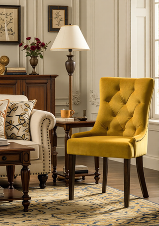 Sunvega Two-Tone Beige Fabric Side Chair with Reclaimed Gray Finish and Nailhead Trim