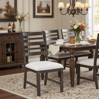 Sunvega Classic Style Dark Espresso Finish Upholstered Wooden Dining Bench