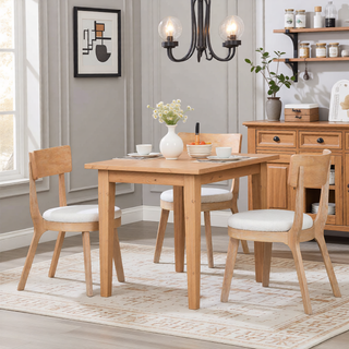 Sunvega Mid-Century Modern 39.4 Inch Round Dining Table with Intersecting Wooden Legs