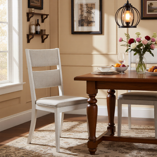 Sunvega Modern Farmhouse Dining Bench with Antique White Finish and Upholstered Seat