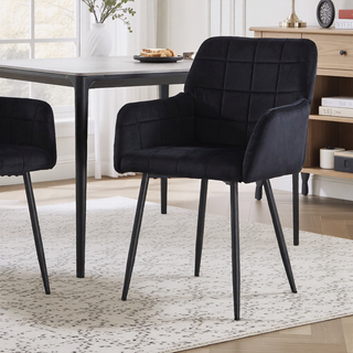 Sunvega Cream Velvet Upholstered Dining Chairs Set of 2 with Armrests