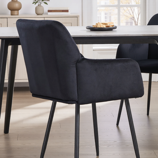 Sunvega Cream Velvet Upholstered Dining Chairs Set of 2 with Armrests