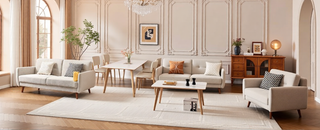 Sunvega White PU Dining Chair Set with Silver Metal Legs and High Resilience Sponge Filling