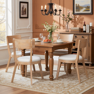 Sunvega Mid-Century Modern 39.4 Inch Round Dining Table with Intersecting Wooden Legs