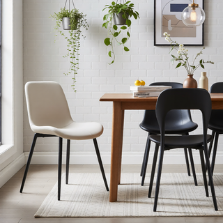 Sunvega Light Gray Artificial Leather Dining Chair with Curved Widened Cushion Design