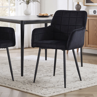 Sunvega Cream Velvet Upholstered Dining Chairs Set of 2 with Armrests