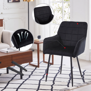 Sunvega Cream Velvet Upholstered Dining Chairs Set of 2 with Armrests