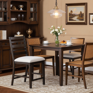 Sunvega Classic Style Dark Espresso Finish Upholstered Wooden Dining Bench