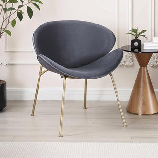 Sunvega Velvet Upholstered Padded Bucket Seat Dining Chair with Metal Legs
