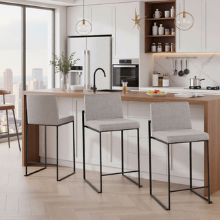 Sunvega Fuji High Back Counter Stool Set of 3 with Padded Seat and Backrest