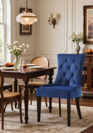 Sunvega Two-Tone Beige Fabric Side Chair with Reclaimed Gray Finish and Nailhead Trim
