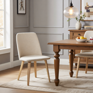 Sunvega Mid-Century Modern Dining Chairs with Upholstered Seat and Backrest Set of 2