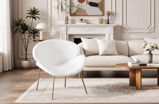 Sunvega Velvet Upholstered Padded Bucket Seat Dining Chair with Metal Legs
