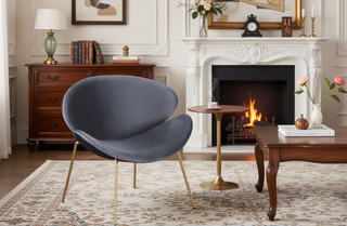 Sunvega Velvet Upholstered Padded Bucket Seat Dining Chair with Metal Legs