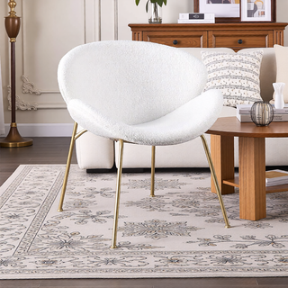 Sunvega Velvet Upholstered Padded Bucket Seat Dining Chair with Metal Legs